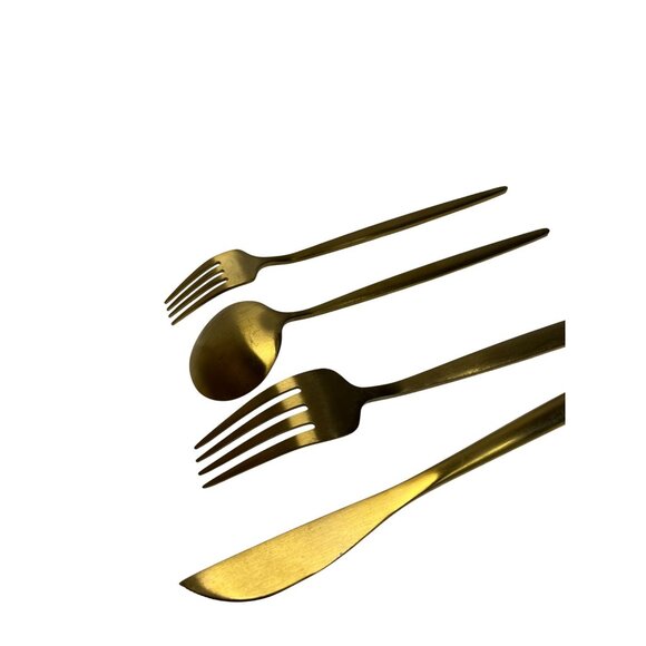 Gold‎ Flatware Cutlery Set Elegant Design Easy Clean 30 pc Modern style READ - Picture 3 of 12